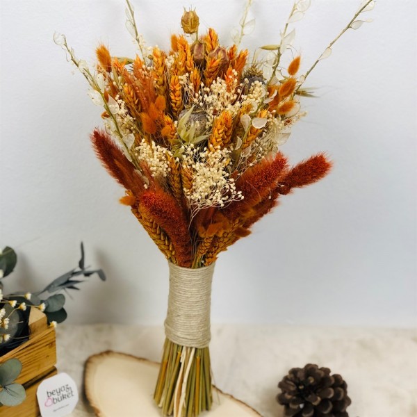 Wedding Bouquet Orange Dried Flower Bridal Bouquet